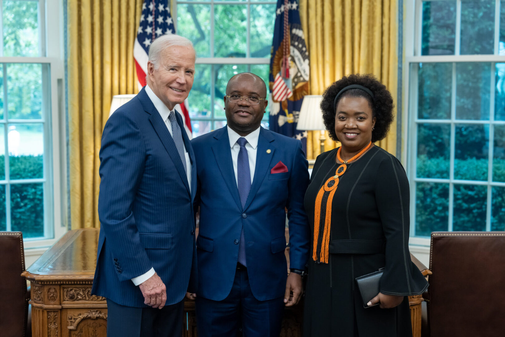 President Joe Biden participates in a photo line during an ambassador credentialing ceremony, Friday, June 30, 2023, in the Oval Office of the White House. (Official White House Photo by Adam Schultz)